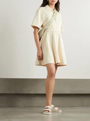 Moncler Pleated Cotton-piqué Mini Shirt Dress | Thumbnail 2