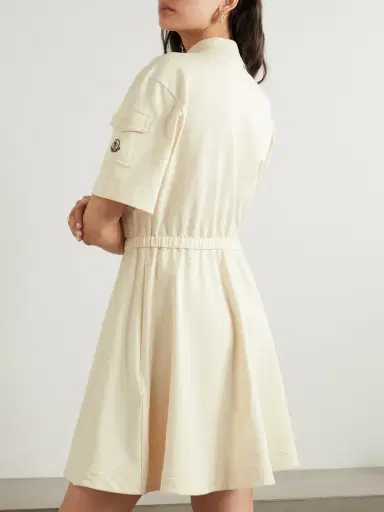 Moncler Pleated Cotton-piqué Mini Shirt Dress | Thumbnail 3