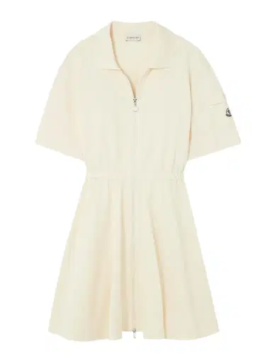 Moncler Pleated Cotton-piqué Mini Shirt Dress | Thumbnail 1