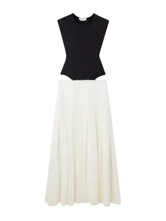 Mina Two-tone Cutout Wool And Cashmere-blend And Pleated Wool Maxi Dress