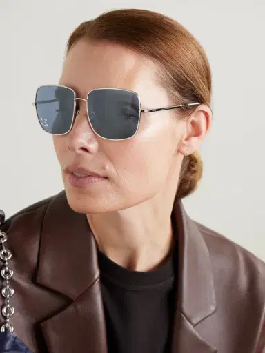 CELINE Eyewear Triomphe Crystal-embellished Square-frame Silver-tone Sunglasses | Thumbnail 2 CELINE Eyewear Triomphe Crystal-embellished Square-frame Silver-tone Sunglasses | Thumbnail 2