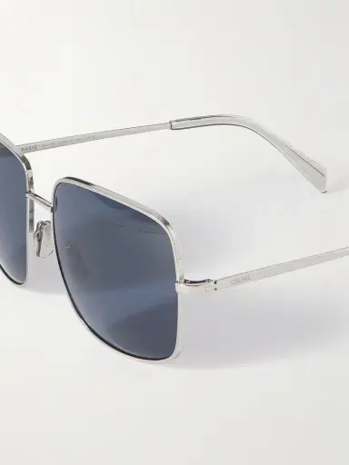 CELINE Eyewear Triomphe Crystal-embellished Square-frame Silver-tone Sunglasses | Thumbnail 4 CELINE Eyewear Triomphe Crystal-embellished Square-frame Silver-tone Sunglasses | Thumbnail 4