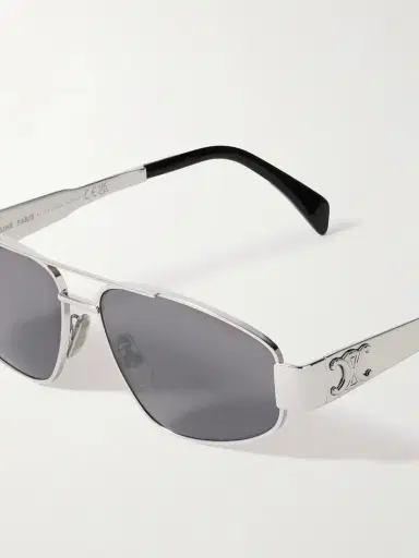 CELINE Eyewear Triomphe Aviator-style Silver-tone And Acetate Sunglasses | Thumbnail 4 CELINE Eyewear Triomphe Aviator-style Silver-tone And Acetate Sunglasses | Thumbnail 4