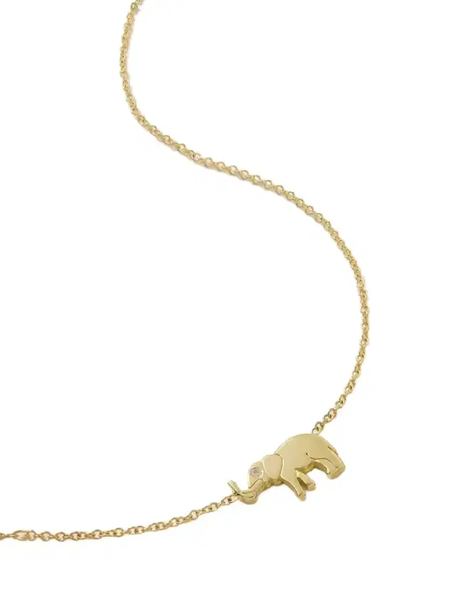 Jennifer Meyer Mini Elephant 18-karat Gold Diamond Necklace