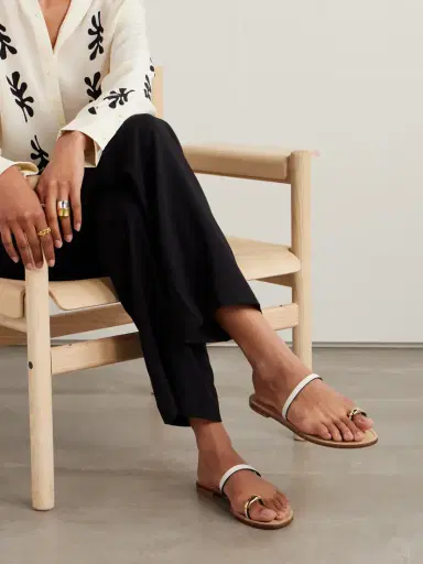 AMANU The Kibera Embellished Croc-effect Leather Sandals | Thumbnail 2