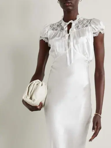 Rodarte Lace-trimmed Silk-satin Midi Dress | Thumbnail 5 Rodarte Lace-trimmed Silk-satin Midi Dress | Thumbnail 5