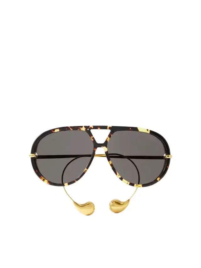 Embellished Aviator-style Tortoiseshell Recycled-acetate And Gold-tone Sunglasses