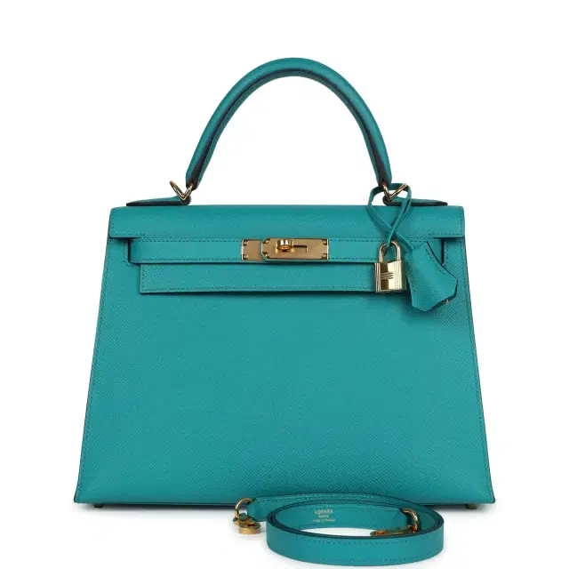hermes Pre-owned Hermes Kelly Sellier 28 Vert Verone Epsom Gold Hardware
