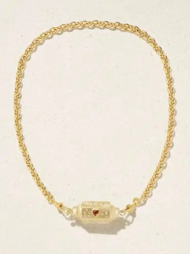 Marie Lichtenberg Love You Locket 14-karat Gold Multistone Necklace | Thumbnail 4 Marie Lichtenberg Love You Locket 14-karat Gold Multistone Necklace | Thumbnail 4
