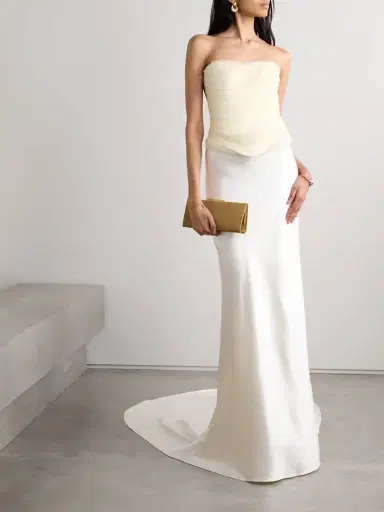 Danielle Frankel Milo Organza And Grosgrain-trimmed Ruched Tulle Bustier Top | Thumbnail 2 Danielle Frankel Milo Organza And Grosgrain-trimmed Ruched Tulle Bustier Top | Thumbnail 2