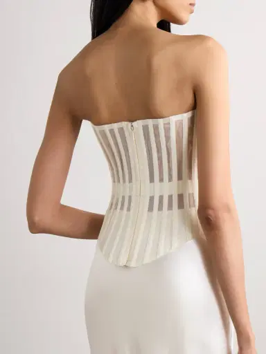 Danielle Frankel Milo Organza And Grosgrain-trimmed Ruched Tulle Bustier Top | Thumbnail 3 Danielle Frankel Milo Organza And Grosgrain-trimmed Ruched Tulle Bustier Top | Thumbnail 3