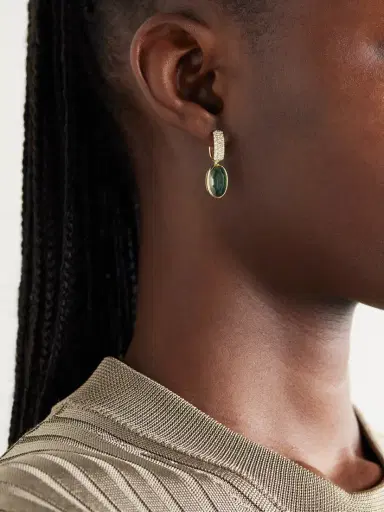 Marla Aaron 18-karat Gold Diamond, Prasiolite And Malachite Earrings | Thumbnail 2 Marla Aaron 18-karat Gold Diamond, Prasiolite And Malachite Earrings | Thumbnail 2
