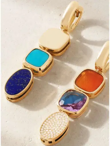Marla Aaron 18-karat Gold Multi-stone Earrings | Thumbnail 3 Marla Aaron 18-karat Gold Multi-stone Earrings | Thumbnail 3