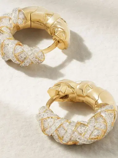 Yvonne Léon Ananas 9-karat Gold Diamond Hoop Earrings | Thumbnail 3