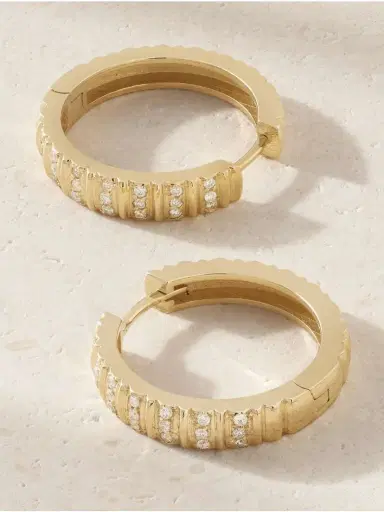 Marlo Laz Juli 14-karat Gold Diamond Hoop Earrings | Thumbnail 3 Marlo Laz Juli 14-karat Gold Diamond Hoop Earrings | Thumbnail 3