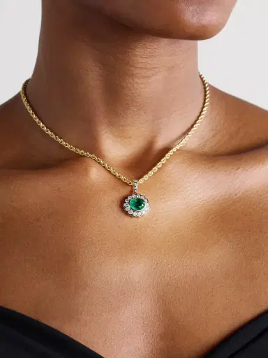 Marlo Laz 14-karat Yellow And White Gold, Emerald And Diamond Necklace | Thumbnail 2 Marlo Laz 14-karat Yellow And White Gold, Emerald And Diamond Necklace | Thumbnail 2
