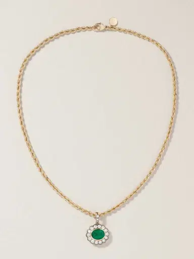 Marlo Laz 14-karat Yellow And White Gold, Emerald And Diamond Necklace | Thumbnail 4 Marlo Laz 14-karat Yellow And White Gold, Emerald And Diamond Necklace | Thumbnail 4