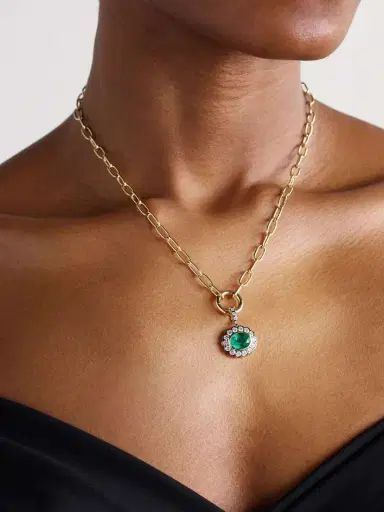 Marlo Laz 14-karat Yellow And White Gold, Emerald And Diamond Necklace | Thumbnail 5 Marlo Laz 14-karat Yellow And White Gold, Emerald And Diamond Necklace | Thumbnail 5