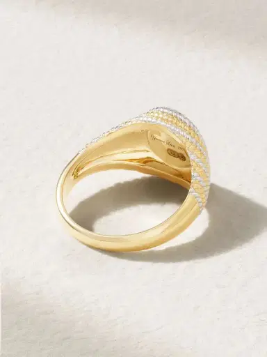 Yvonne Léon Mini Chevalière 9-karat Yellow And White Gold Diamond Signet Ring | Thumbnail 3 Yvonne Léon Mini Chevalière 9-karat Yellow And White Gold Diamond Signet Ring | Thumbnail 3