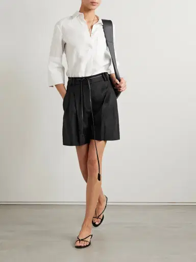 Another Tomorrow + Net Sustain Pleated Linen Shorts | Thumbnail 2 Another Tomorrow + Net Sustain Pleated Linen Shorts | Thumbnail 2