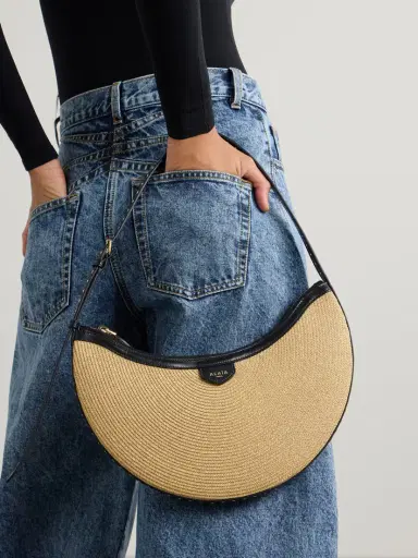 Alaïa Demi Leather-trimmed Raffia Shoulder Bag | Thumbnail 2 Alaïa Demi Leather-trimmed Raffia Shoulder Bag | Thumbnail 2