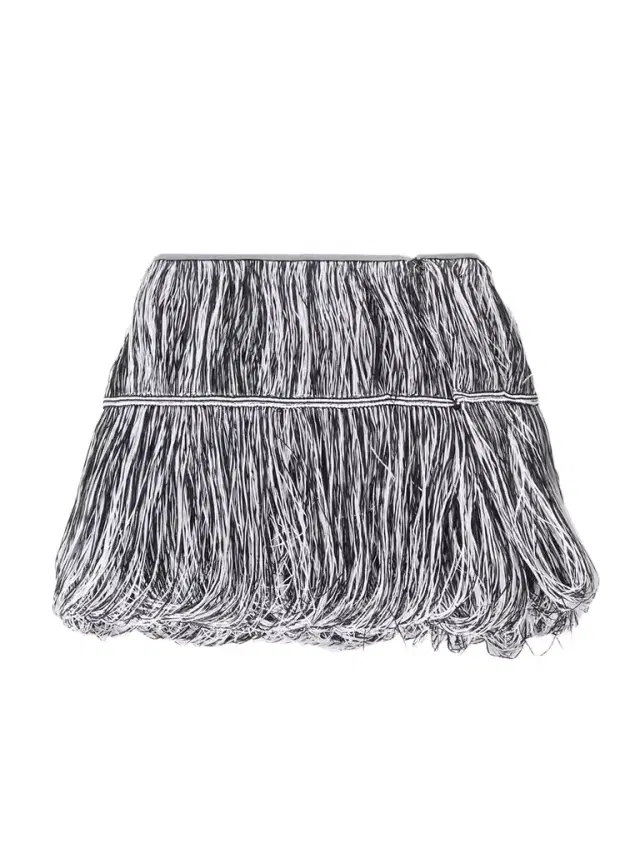 Tiered Fringed Chenille Mini Skirt