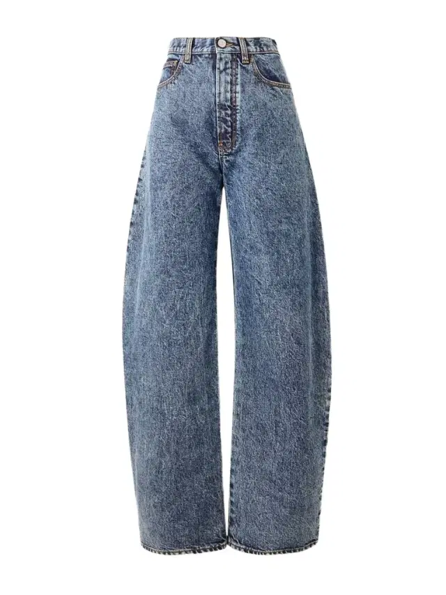 Alaïa Acid-wash High-rise Barrel-leg Jeans