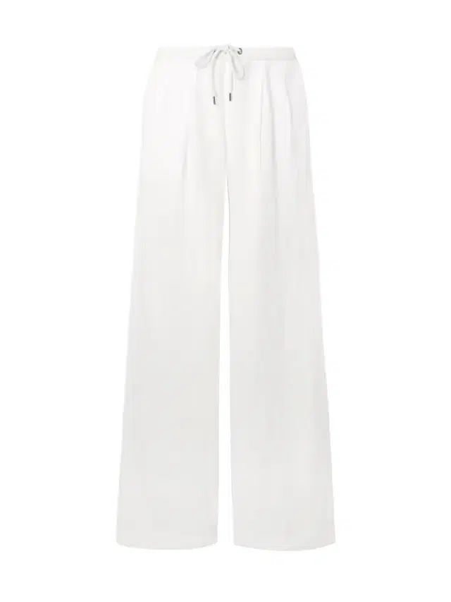 James Perse Pleated Linen Wide-leg Pants