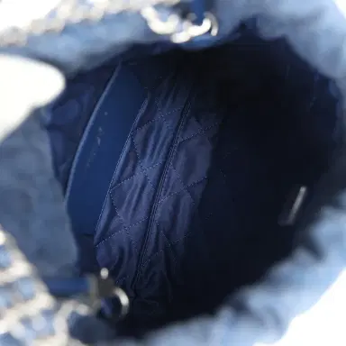 Chanel Chanel Mini 22 Bag Blue Studded Denim Silver Hardware | Thumbnail 9