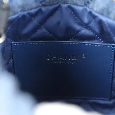 Chanel Chanel Mini 22 Bag Blue Studded Denim Silver Hardware | Thumbnail 10