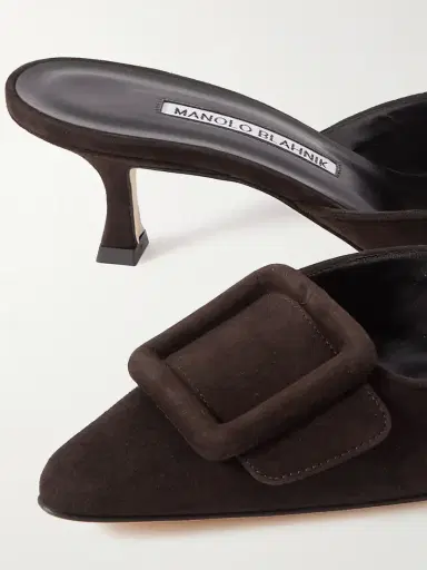 Manolo Blahnik Maysale 50 Buckled Suede Mules | Thumbnail 4 Manolo Blahnik Maysale 50 Buckled Suede Mules | Thumbnail 4