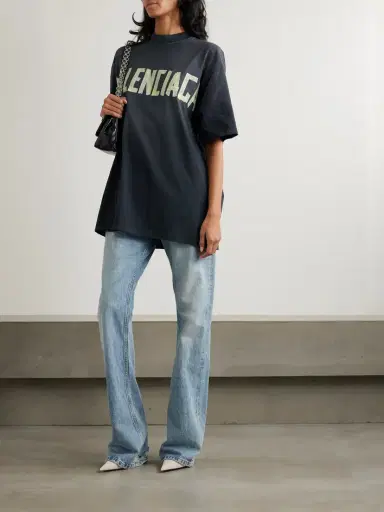 Balenciaga Oversized Distressed Printed Cotton-jersey T-shirt | Thumbnail 2
