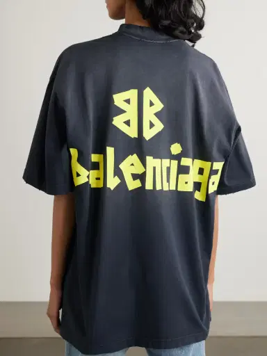 Balenciaga Oversized Distressed Printed Cotton-jersey T-shirt | Thumbnail 3