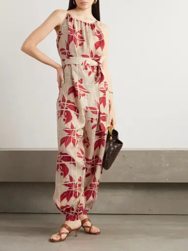 Loro Piana Belted Printed Linen Jumpsuit | Thumbnail 2 Loro Piana Belted Printed Linen Jumpsuit | Thumbnail 2