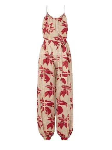 Loro Piana Belted Printed Linen Jumpsuit | Thumbnail 1 Loro Piana Belted Printed Linen Jumpsuit | Thumbnail 1