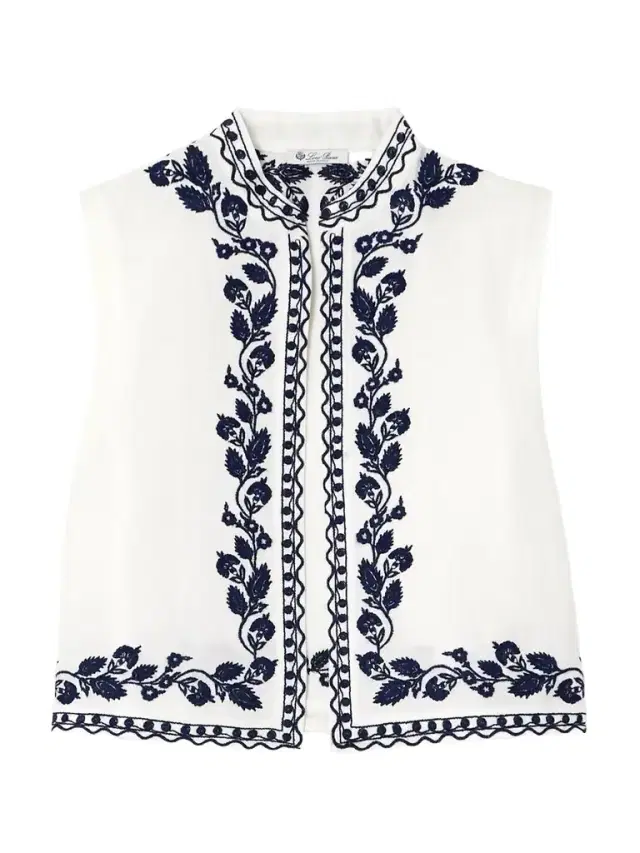 Loro Piana Dabney Embroidered Linen Vest