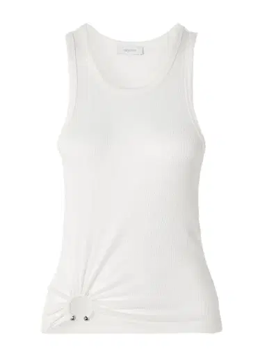 Rabanne Embellished Gathered Ribbed Stretch-cotton Jersey Tank | Thumbnail 1