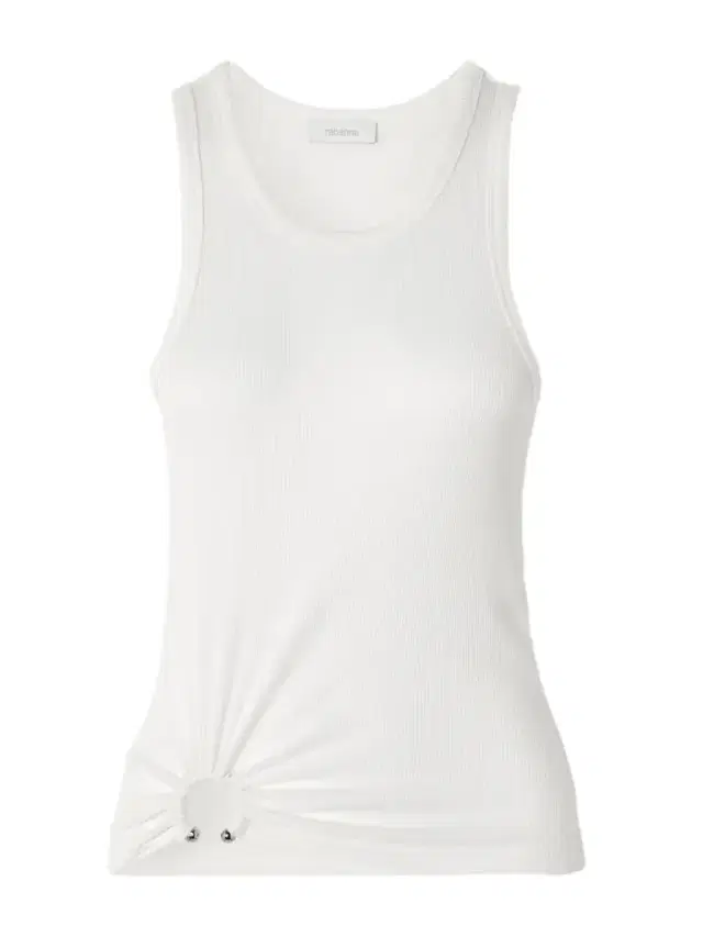 Embellished Gathered Ribbed Stretch-cotton Jersey Tank