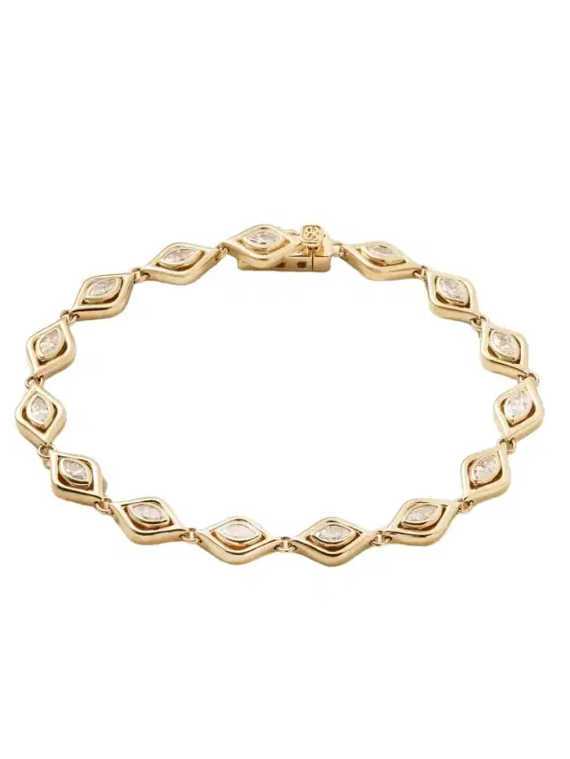 Sydney Evan Evil Eye Eternity 14-karat Gold Diamond Bracelet