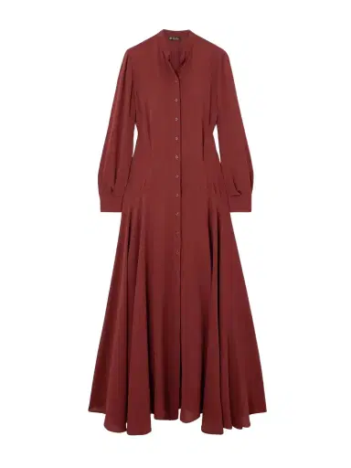 Loro Piana Asymmetric Gathered Silk-crepe Maxi Shirt Dress | Thumbnail 1