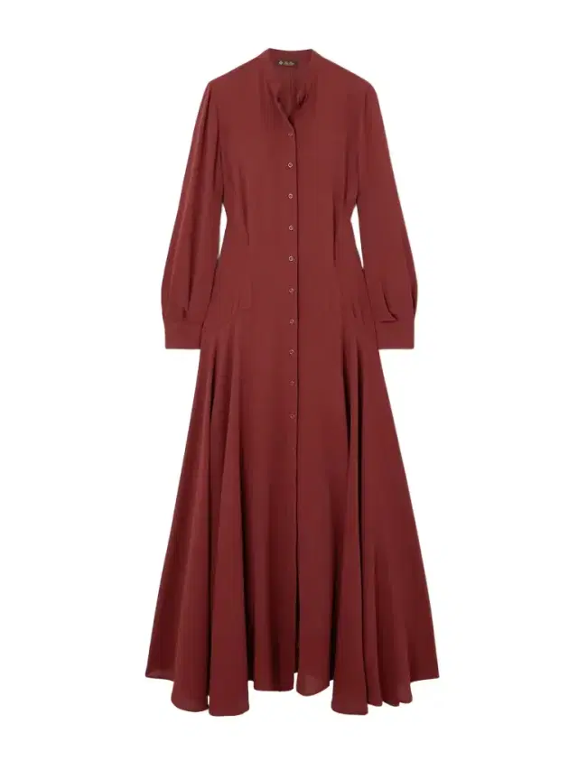 Loro Piana Asymmetric Gathered Silk-crepe Maxi Shirt Dress