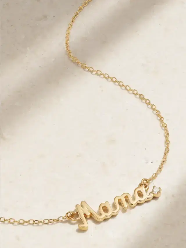 Mama 14-karat Gold Diamond Necklace