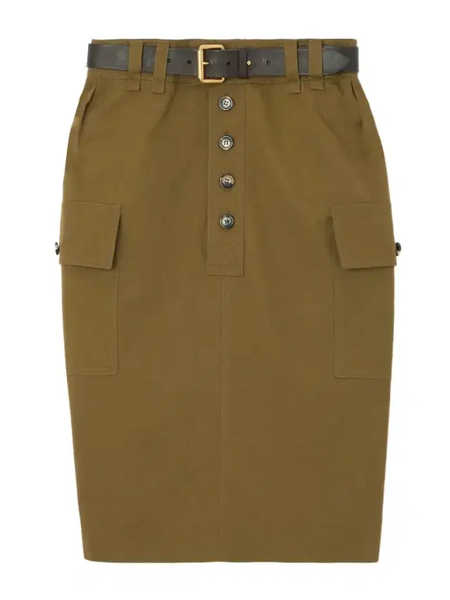 Belted Cotton And Linen-blend Twill Midi Skirt