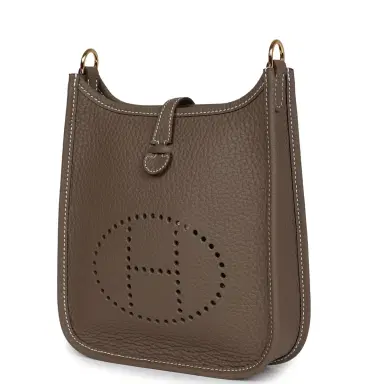 HERMÈS Hermes Evelyne TPM Etoupe Clemence Gold Hardware | Thumbnail 3 HERMÈS Hermes Evelyne TPM Etoupe Clemence Gold Hardware | Thumbnail 3