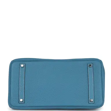 HERMÈS Pre-owned Hermes Birkin 35 Blue Jean Togo Palladium Hardware | Thumbnail 6 HERMÈS Pre-owned Hermes Birkin 35 Blue Jean Togo Palladium Hardware | Thumbnail 6