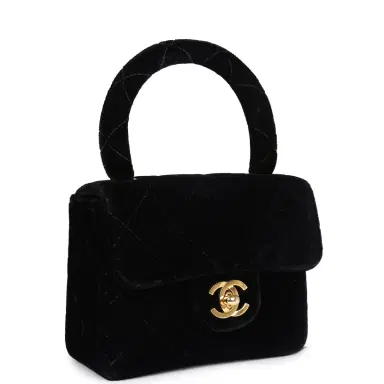 Chanel Vintage Chanel Micro Kelly Child Flap Bag Black Velvet Gold Hardware | Thumbnail 2 Chanel Vintage Chanel Micro Kelly Child Flap Bag Black Velvet Gold Hardware | Thumbnail 2