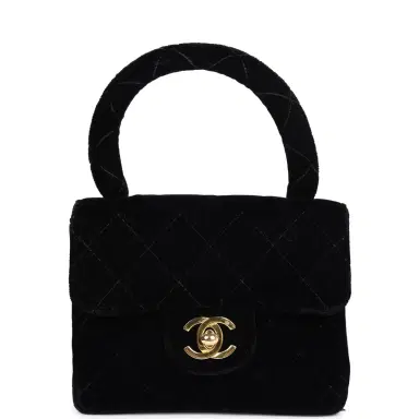 Chanel Vintage Chanel Micro Kelly Child Flap Bag Black Velvet Gold Hardware | Thumbnail 1 Chanel Vintage Chanel Micro Kelly Child Flap Bag Black Velvet Gold Hardware | Thumbnail 1