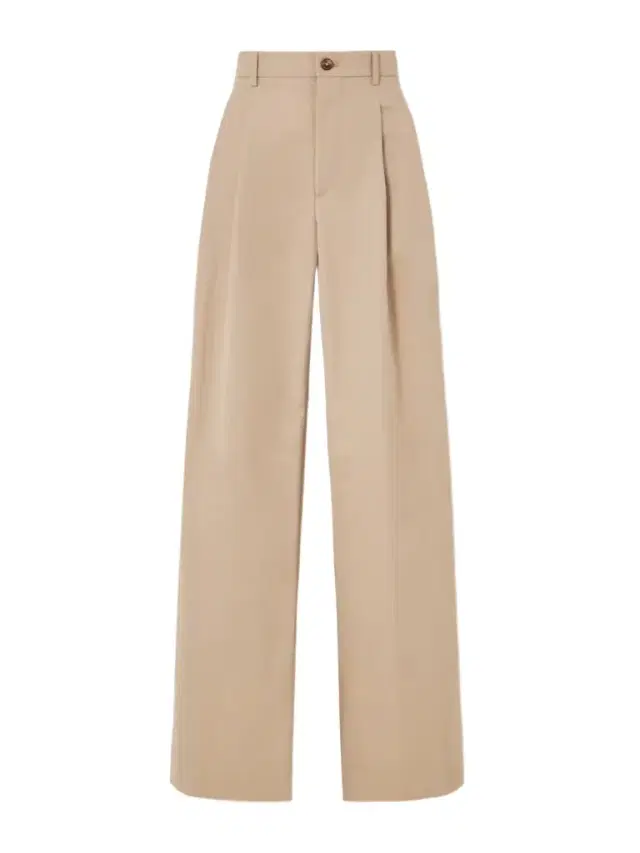 Pleated Cotton-blend Drill Wide-leg Pants