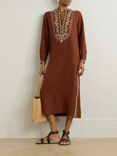 Loro Piana Embroidered Linen Kaftan | Thumbnail 2