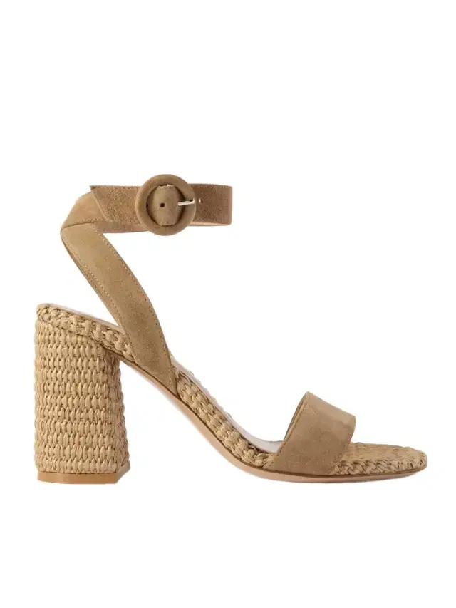 Luana 85 Suede And Raffia Sandals
